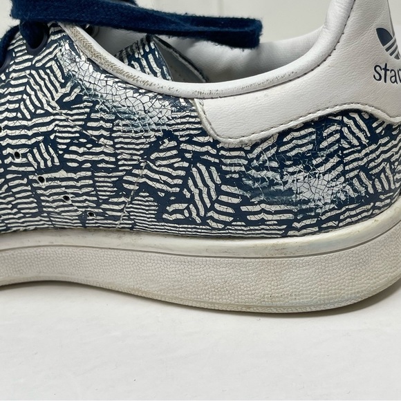 Adidas Stan Smith Shoes Womens 7.5 Navy Blue Collegiate‎ Crackle Stripe Sneakers - Picture 13 of 15